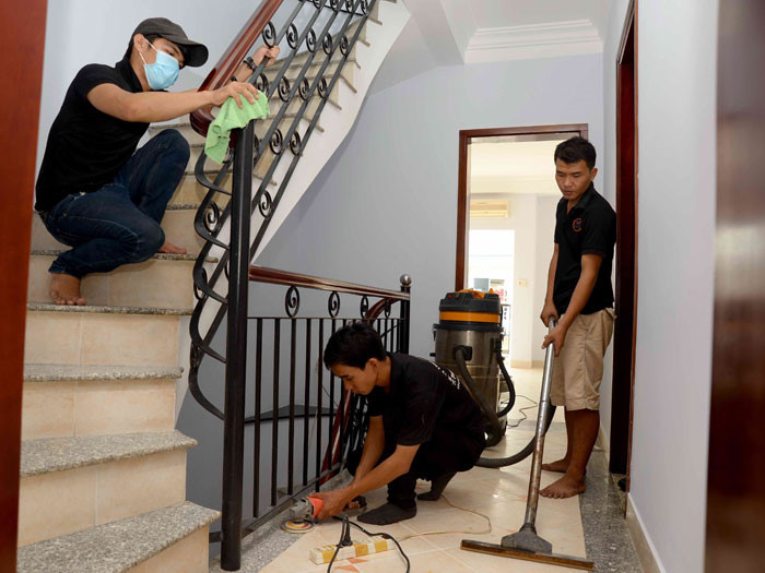 Quy trình lau chùi trong gói vệ sinh huyện Củ Chi