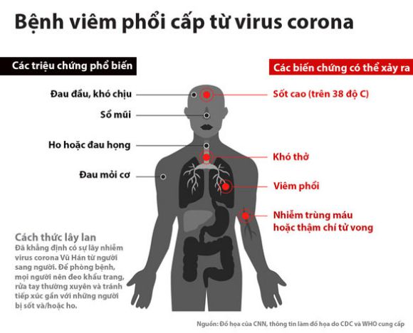 Triệu chứng nhiếm virus corona